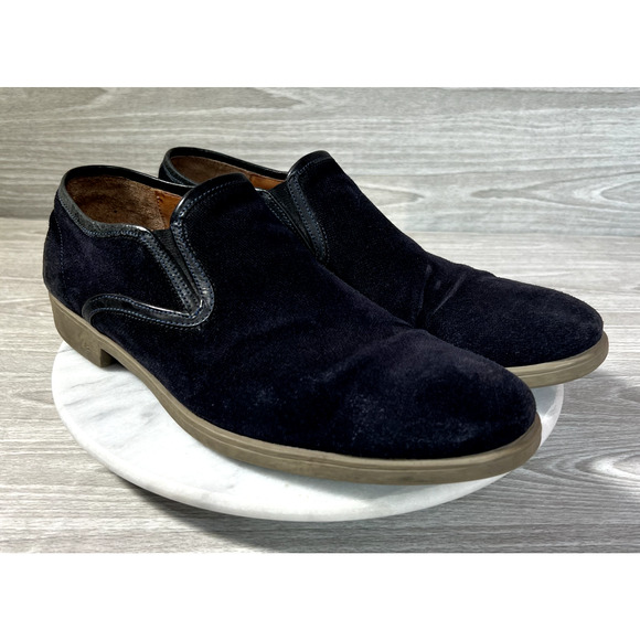 John Varvatos Dress Loafers Mens Size 10 Navy Blue Suede Vibram Sole‎ Slip On